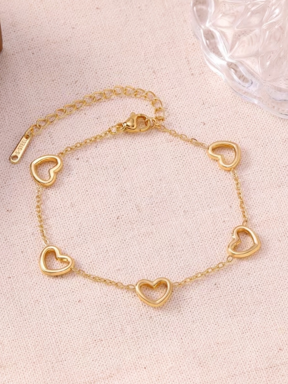 Gold Heart Link Bracelet - Women Jewelry